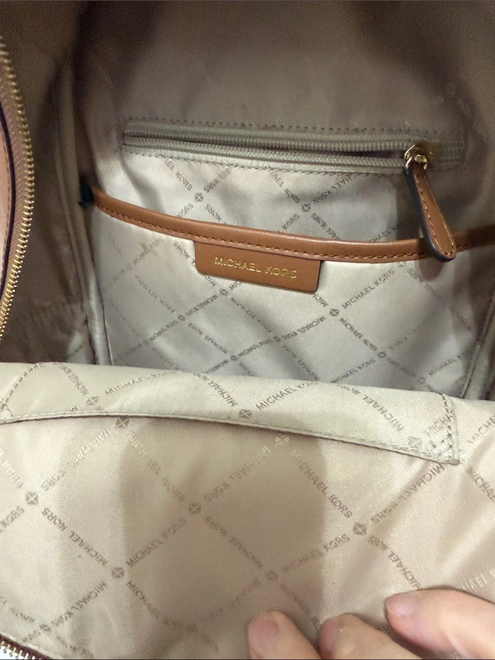 Michael Kors Beige and Brown Logo Mini Backpack